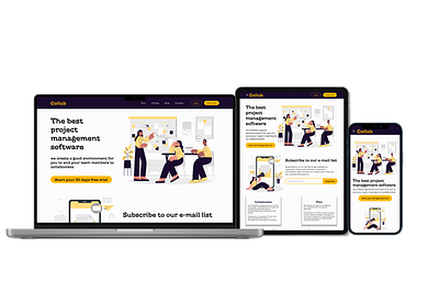collab landing page app design desktop design landing page phone ui design projects management ui