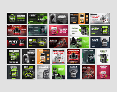 Gym Supplement Banner Design Social Media banner Web Banner amazon listing design banne design branding graphic design gym banner gym supplement banner social media post supplement banner