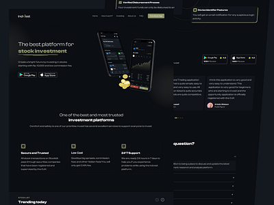 Website Indvest : stocks investment 📈 app concept application bank crypto invest investment money nft stock stock investment trading ui uiux website