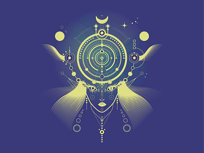 Lady Nebula cosmic geometry illustration lady lines minimal nebula portrait sky stars vector