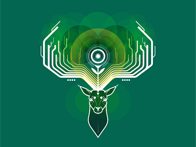 Green Light animal color cosmic deer geometry green illustration lines portrait vector