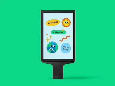 Save Energy Billboard branding campaign clean design graphic design marketing minimalist retro save earth thinkgreen typography