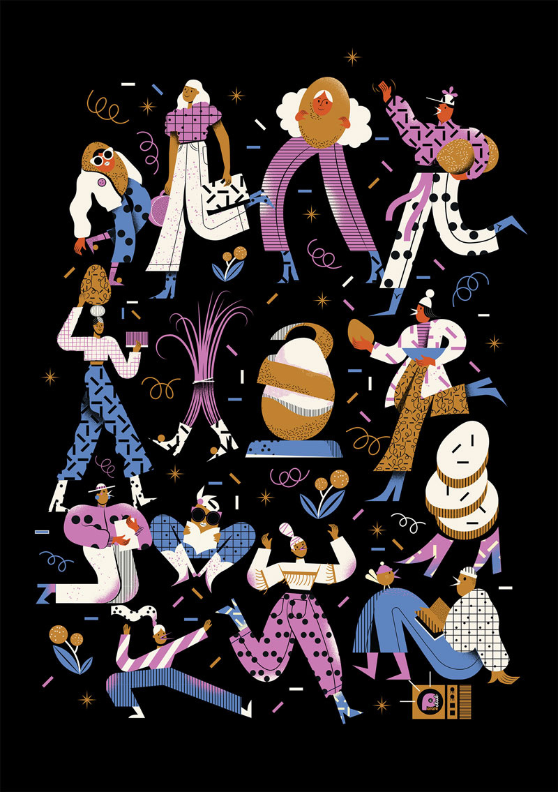 Podcast character digital editorial folioart illustration maite franchi party