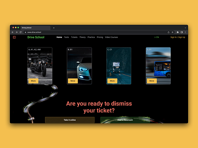 Driving School website UI dark design graphic design ui ui design uiux user interface ux website
