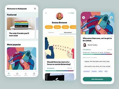 Multytude - iOS and Android App โ android app branding design illustration ios logo mobile mobile app typography ui user experience ux web website