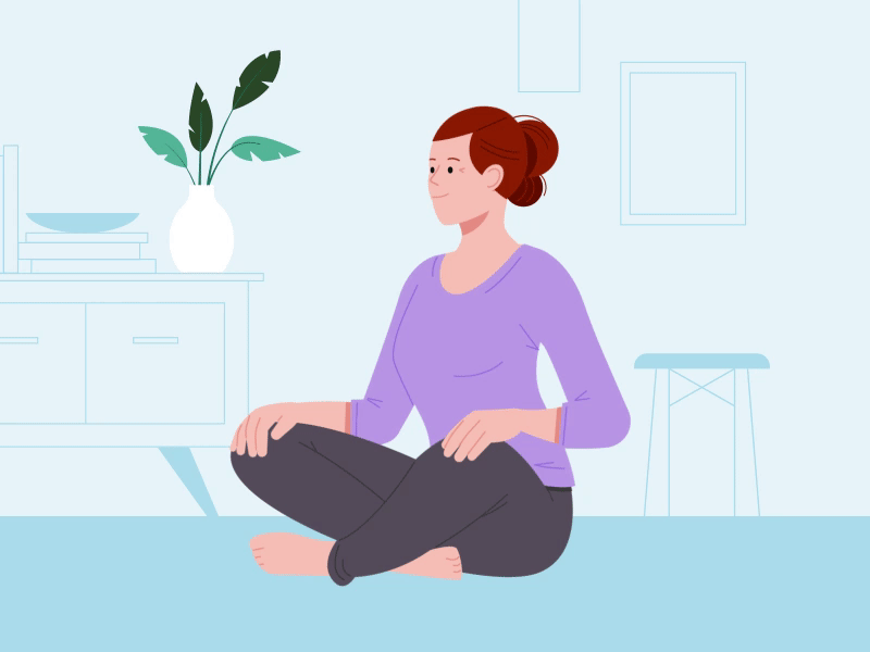 Kaia Health: Deep Breaths animation breath breathing character sit sitting yoga