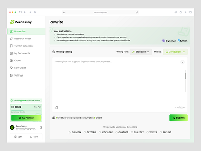 ZeroEssay - AI Detection Tool SaaS Dashboard | UI & UX ai ai detection ai detector ai humanizer ai saas dashboard ai tools component dashboard humanizer product design saas saas component saas product tools ui ui component uidesign uiux wavespace zeroessay