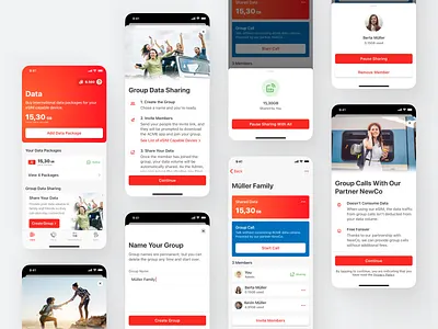 Group Data Sharing for a Mobile Carrier app carrier cellular esim group group sharing ios iphone mobile data phone product design roaming sharing smartphone travel