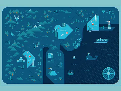 Amtrak – North East Cities amtrak art design illustration map nature new york city northeast philadelphia trains washington dc