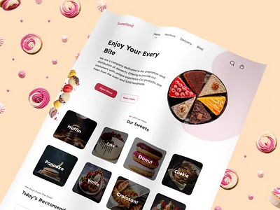 Sweet Shop Dessert e-commerce Cake shop 3d animation branding graphic design logo motion graphics ui
