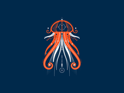 Cosmic Jellyfish animal blue cosmic design geometry graphic design illustration lines minimal sea vector