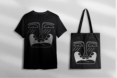 Monoline Character 3 art bag character design drawing face illustration monoline shirt style tote totebag tshirt vector