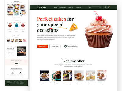 Cake shop landing page design animation branding business company creative graphic design landingpage design logo motion graphics ui user interface web design wordpress