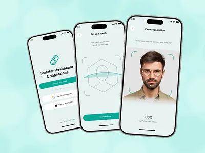 Secure Login UI – Face ID & Sign-Up Flow ai app beauty dashboard face login graphic design health app hospital login logo marketplace medicine mobile ui schin login sick skin care telemedicine ui uiux ux