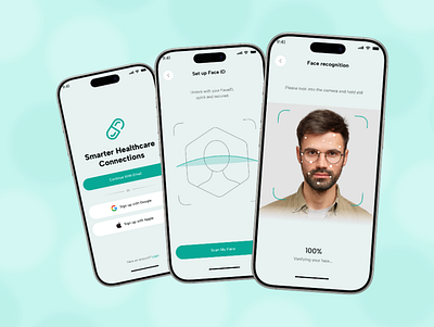 Secure Login UI – Face ID & Sign-Up Flow ai app beauty dashboard face login graphic design health app hospital login logo marketplace medicine mobile ui schin login sick skin care telemedicine ui uiux ux