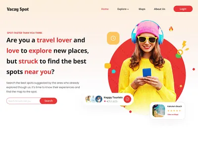 Vacay Spot- Tour Guide Landing Page appdesign branding design designer illustration logo productdesign ui ux webdesign