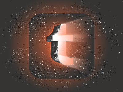 Tumblr Icon app glowing hellsjells illustration letter t space texture tumblr tumblrapp type typography