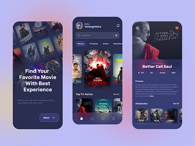 Streaming App Mobile interface life mobile movie social streaming tv series ui ux video