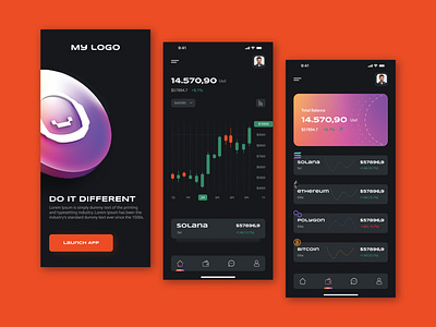 Crypto APP app design ui ux vector