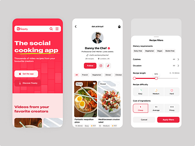 video recipe app #2 / tiktok for recipes b2c community cooking filter ios mobile profile recipes red social tiktok web website