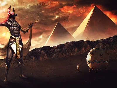 Fatal Encounter | Manipulation adobe photoshop anubis artwork creative design design digital art manipulation photoediting pyramids