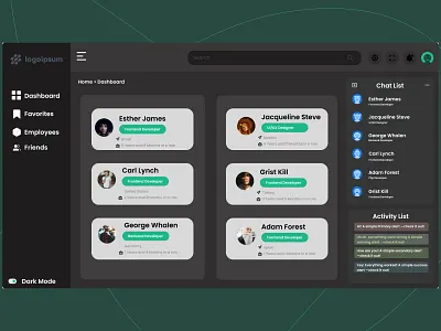 Employee Simple Dashboard dark dashboard graphic design ui web