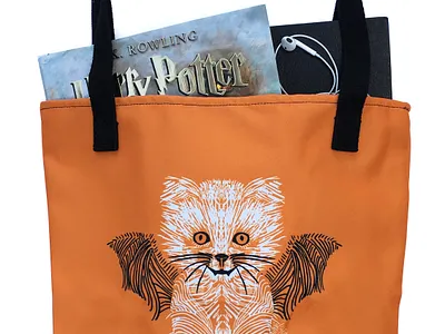 Kitty Bat Bag animals bat cat art design graphic design halloween illustration tote bag