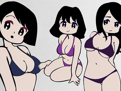 Bikini girls bikini cute girls design digital illustration france graphic design illustration manga character mixed media sexy traditional art