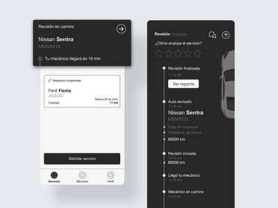 Tu mecánico / Wireframes app automotive car design graphic design prototype ui ux wireframes