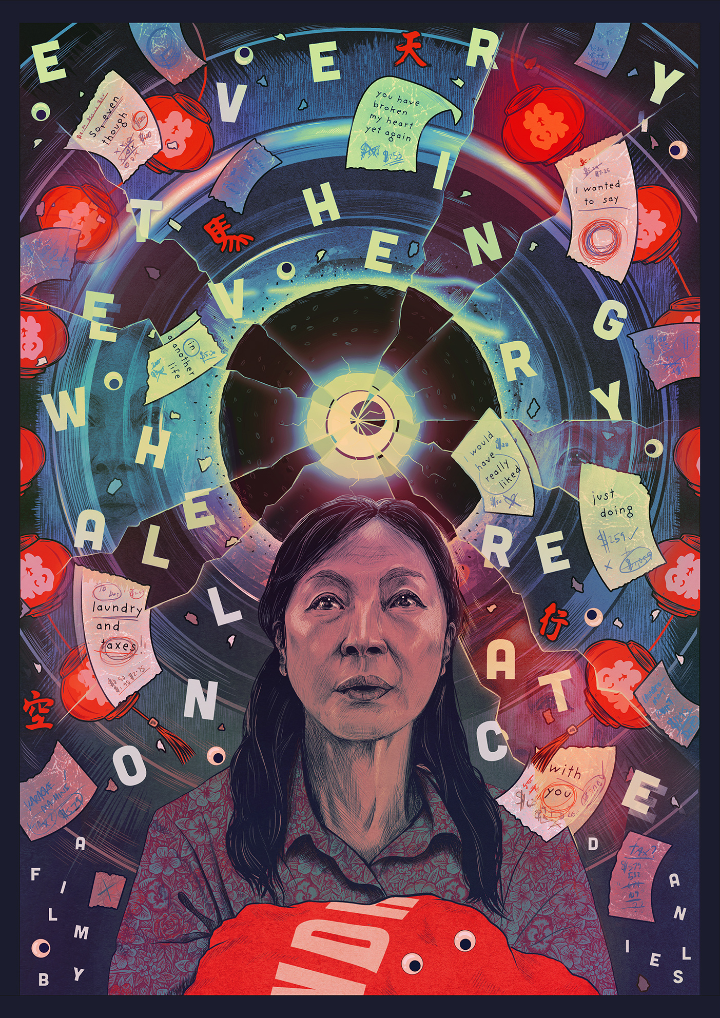 Everything Everywhere All At Once art drawing film illustration ink movie poster