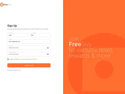 Daily UI #001 - FreeGivy Sign Up Page dailyui design typography ui ux