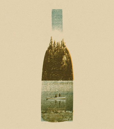 Wine Bottle Collage advertising branding collage editorial collage graphic design illustration restaurant branding