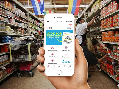 Rewarding In-store Shopping Experience animation app branding coupons digital food graphic design grocery in in store loyalty mobile phone program rewards savings shopping store ui