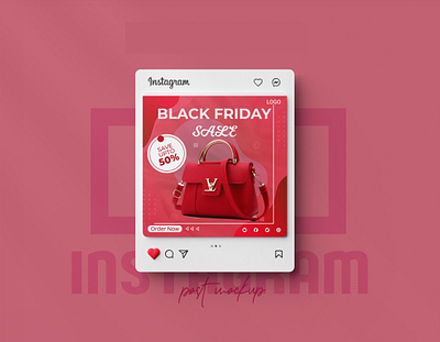 Black Friday Social Media post design. bag black friday colorful event girl graphic design illustraitor instagram mahfuz jayed new collection offer parse photoshop product promotion red sale social media special day website