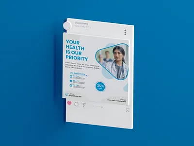 Hospital banner or square flyer and social media post template clinic doctor facebook healthcare hospital instagram modern post profile promo social post template