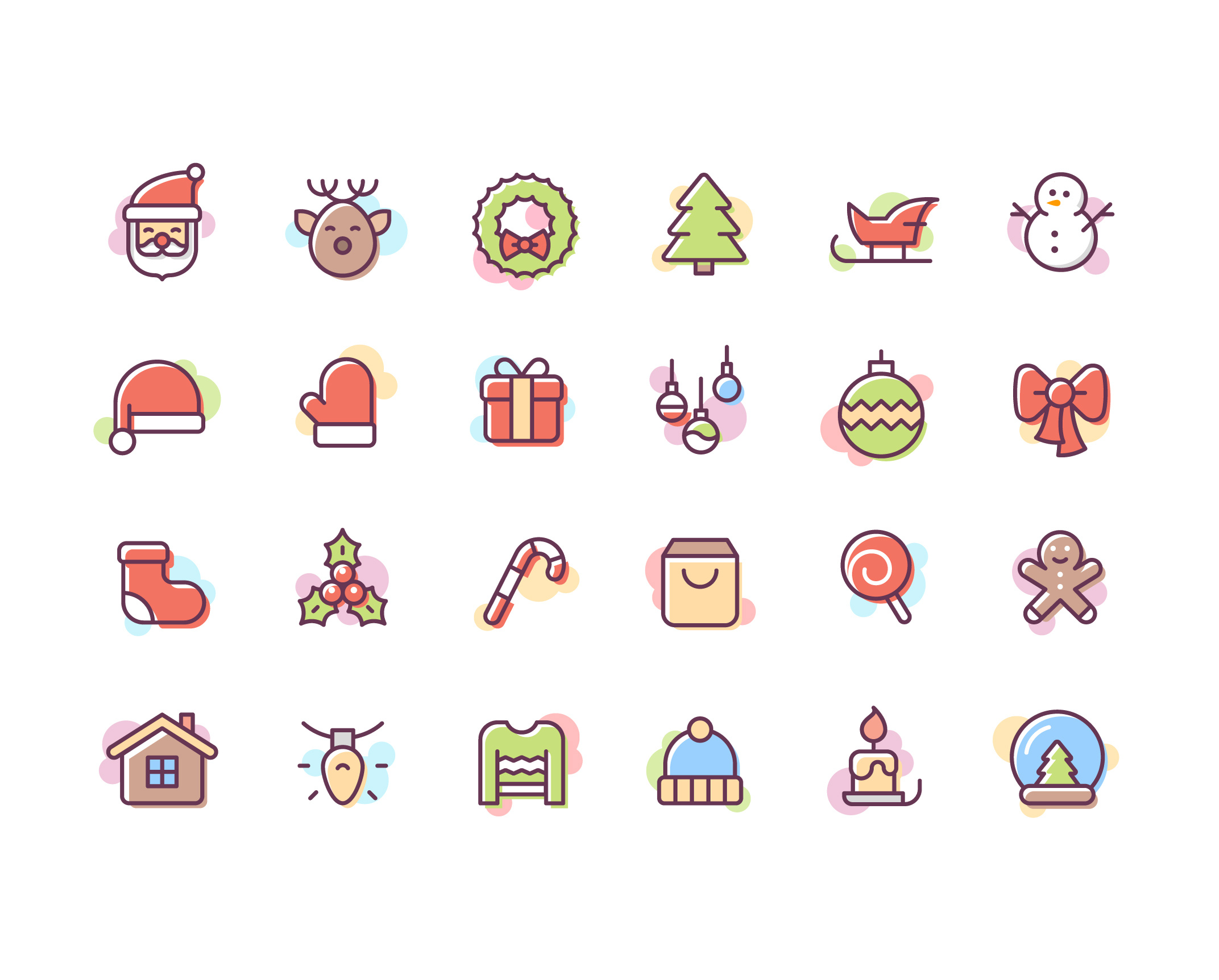 Christmas Icons christmas christmas icons christmas tree gift gift box holidays icon icons illustration line new year outline santa santa claus snow globe snowman vector wreath