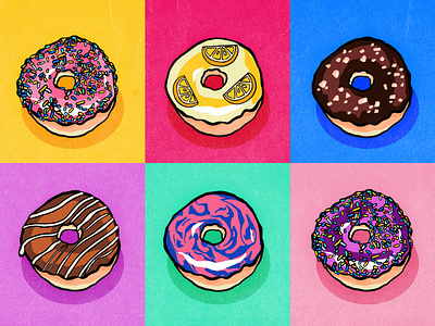 Donuts for Every Mood donut food illustration illustrator sprinkles ui vector illustration vibrant colors