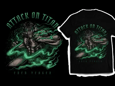 ATTACK ON TITAN TSHIRT DESIGN ( ARTWORK FOR SALE ) apparell artworkforsale attack on titan branding clothing eren eren yeager illustration tshirt tshirt design