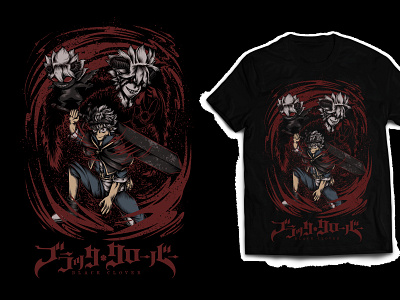 BLACK CLOVER TSHIRT DESIGN anime apparell artworkforsale asta black clover branding clothing illustration japan tshirt tshirt design