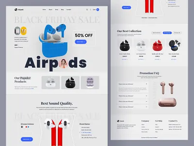 Black Friday Sales Landing Page airphone airpods black friday black friday sales business discound ecommerce landing page offer online store sales trending ui ux webdesign website