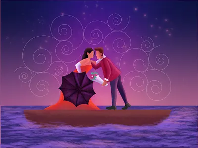 couples in a boat character design flat illustration graphic design illustration minimal vector