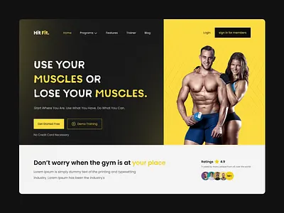 ✨ HIT FIT- Fitness Landing Page 3d app branding design dribbble figma fitness graphic design gym gym landing landing minimal motion graphics sport landing ui ui ux design ui design web workout landing