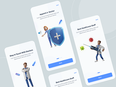 Doctor app On-Boarding Screen UI. 3d animation app application appoinment apps clean creative design doctor app doctor finder app graphic design illustration medical app minimal mobile onboarding screen ui ux design