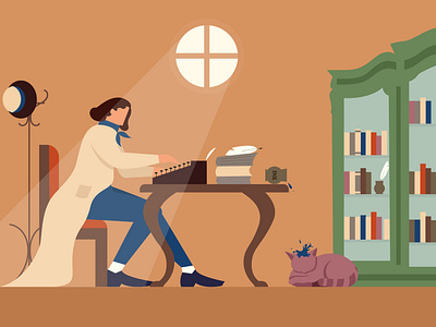 A writer character design flat illustration graphic design illustration minimal vector