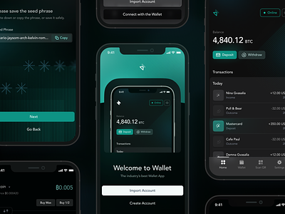 Crypto Wallet App balance banking app bitcoin crypto app crypto wallet app cryptocurrency ecommerce erc20 ethereum exchange funds import wallet sandro tavartkiladze seed phrase splash screen transactions ui wallet wallet app wallet app home