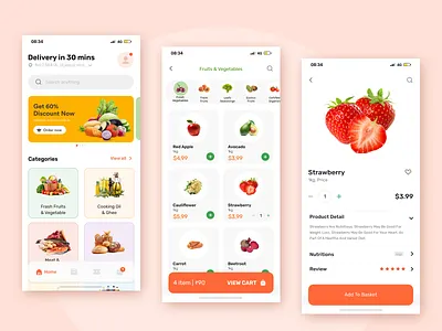 Grocery Delivery App Solutions branding design illustration ui vector