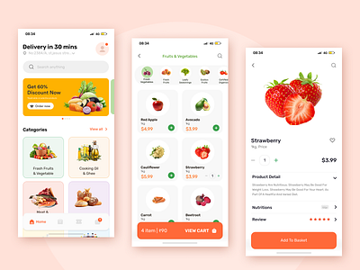 Grocery Delivery App Solutions branding design illustration ui vector