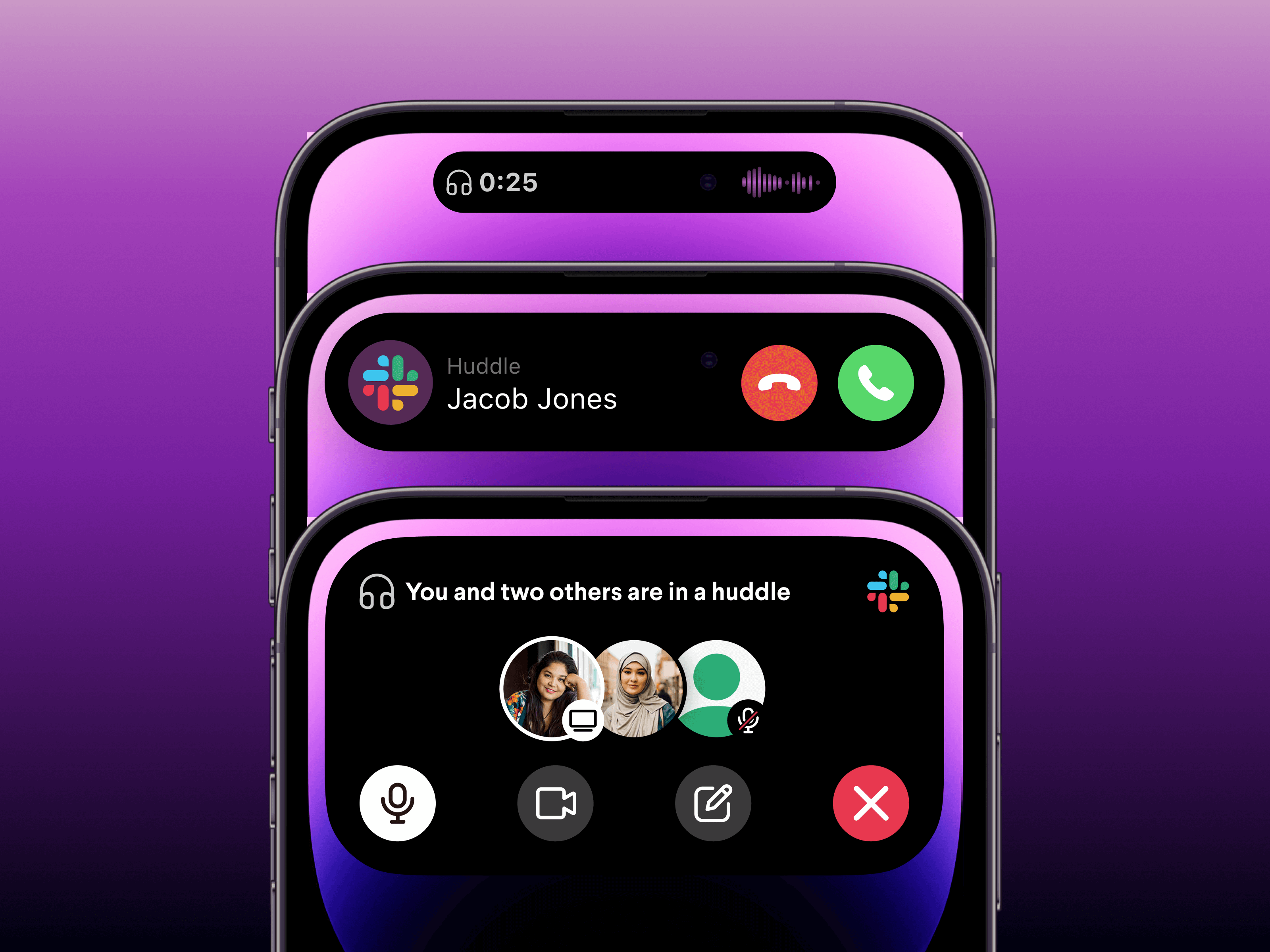 Slack Huddle Dynamic Island (Concept) app concept design dynamic island iphone 14 slack ui ux design