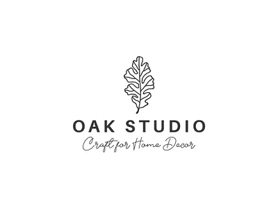 OAK STUDIO LOGO company logo flat logo hand drawn hand drawn logo home decor logo line art logo logo logo design logotype minimal logo oak leaf oak leaf logo studio logo vector logo