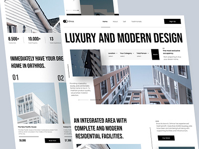 Orthros - Real Estate Website agency booking hotel landing landing page page property real estate travel ui ui design uiux ux web design website website real estate